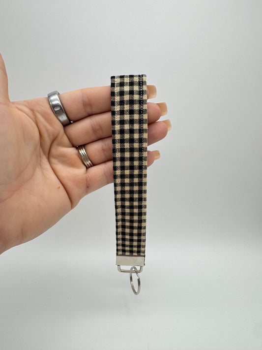 Tan Gingham Keychain Wristlet