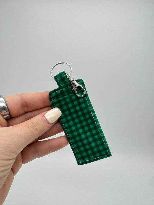 Green Gingham Lip Balm Holder