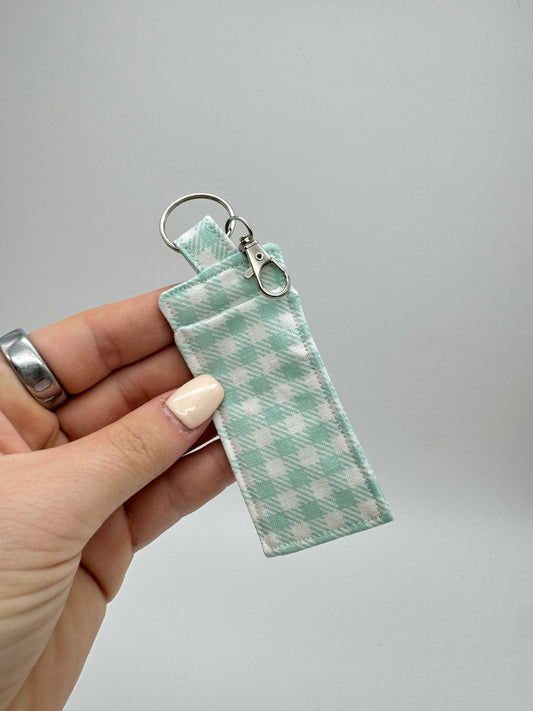 Teal Gingham Lip Balm Holder