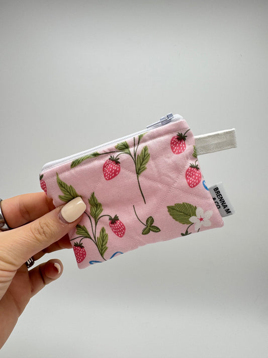 Ditsy Strawberry Mini Keychain Pouch