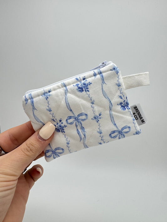 Blue Bow Mini Keychain Pouch