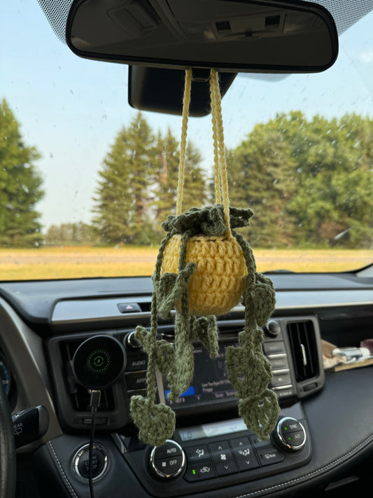 Crochet Yellow Hanging Plant