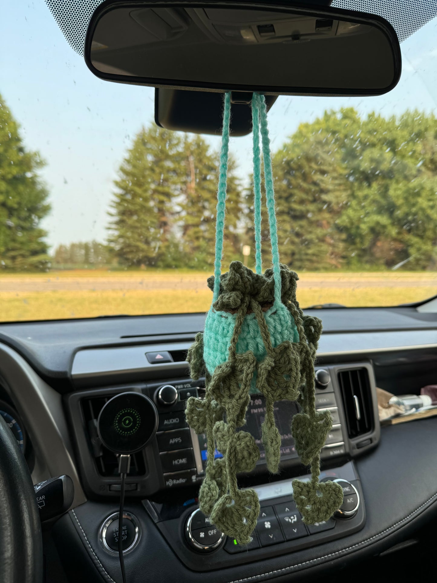 Crochet Teal Hanging Plant