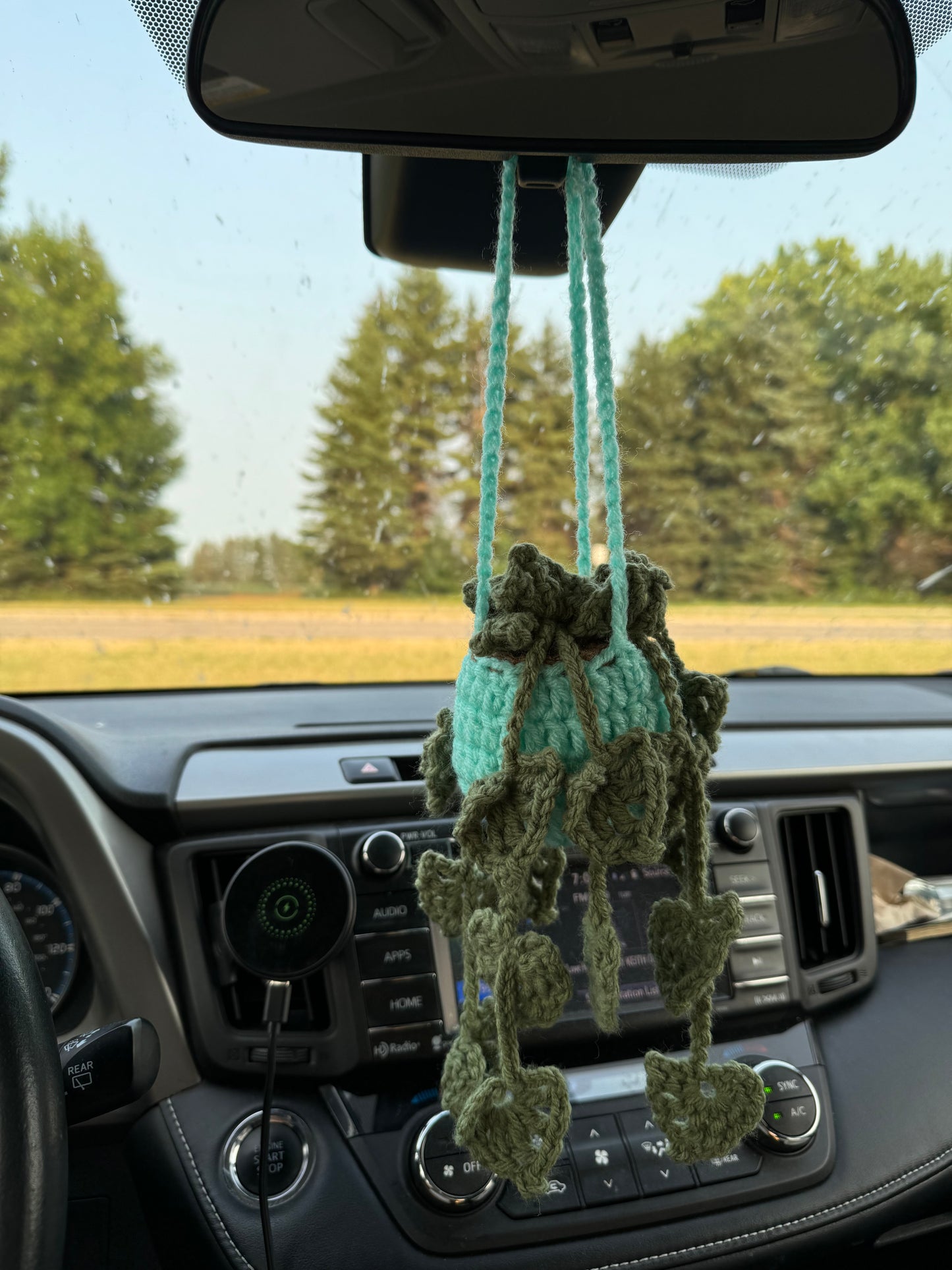 Crochet Teal Hanging Plant