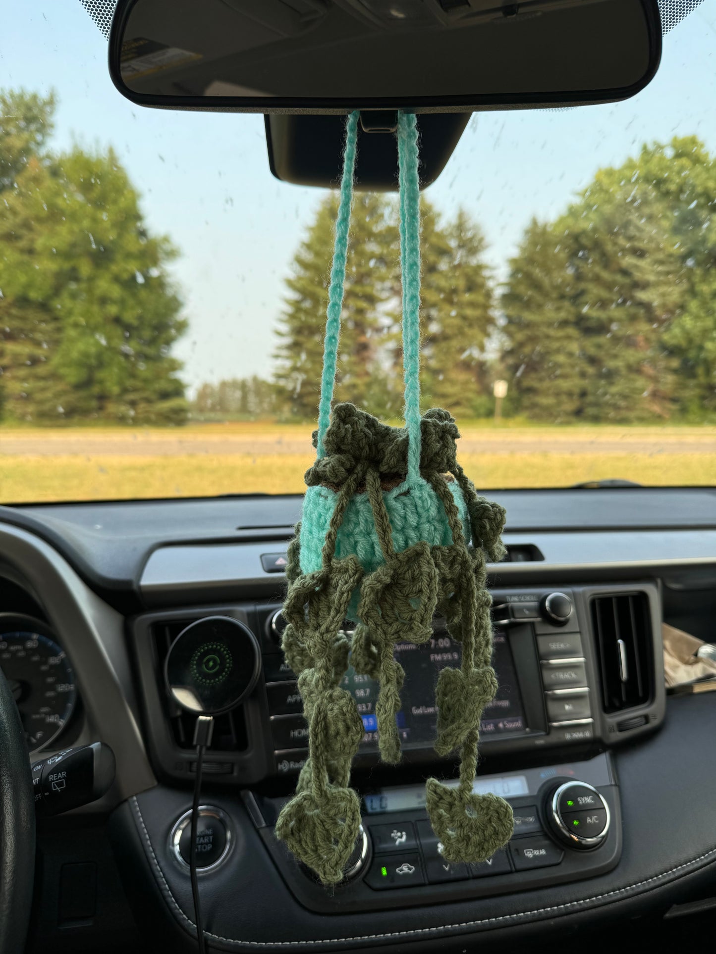 Crochet Teal Hanging Plant