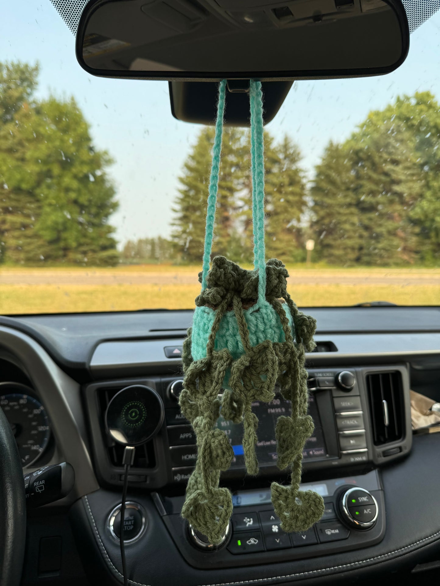 Crochet Teal Hanging Plant