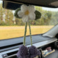 Crochet Purple Lily and Daisy Car Charm