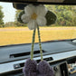 Crochet Purple Lily and Daisy Car Charm