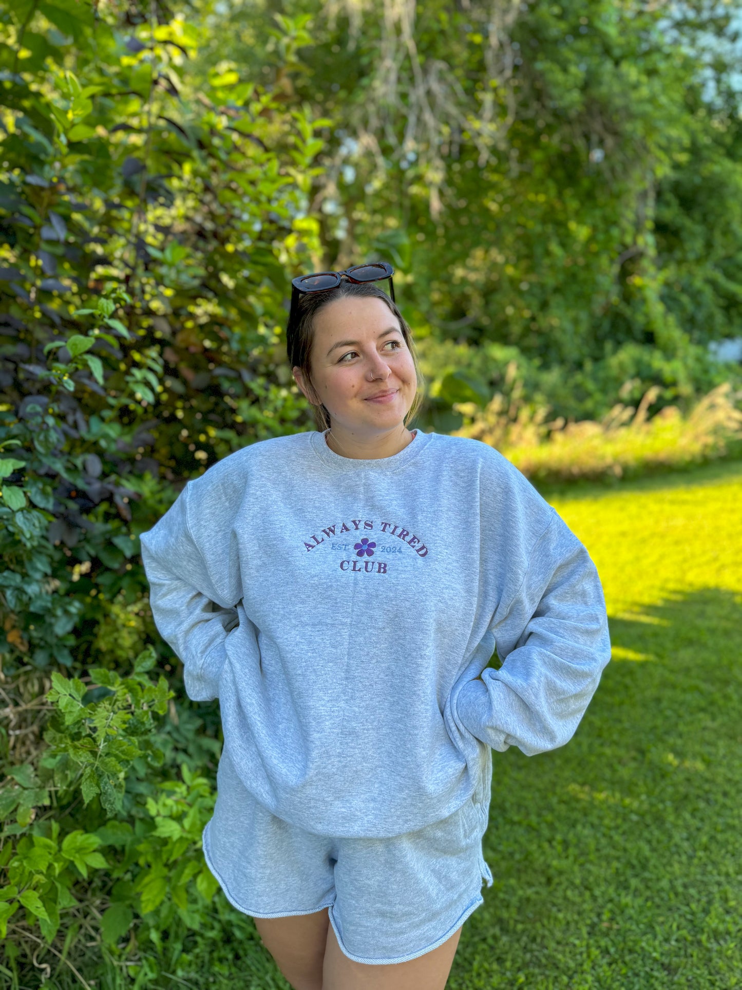 Always Tired Embroidered Crewneck