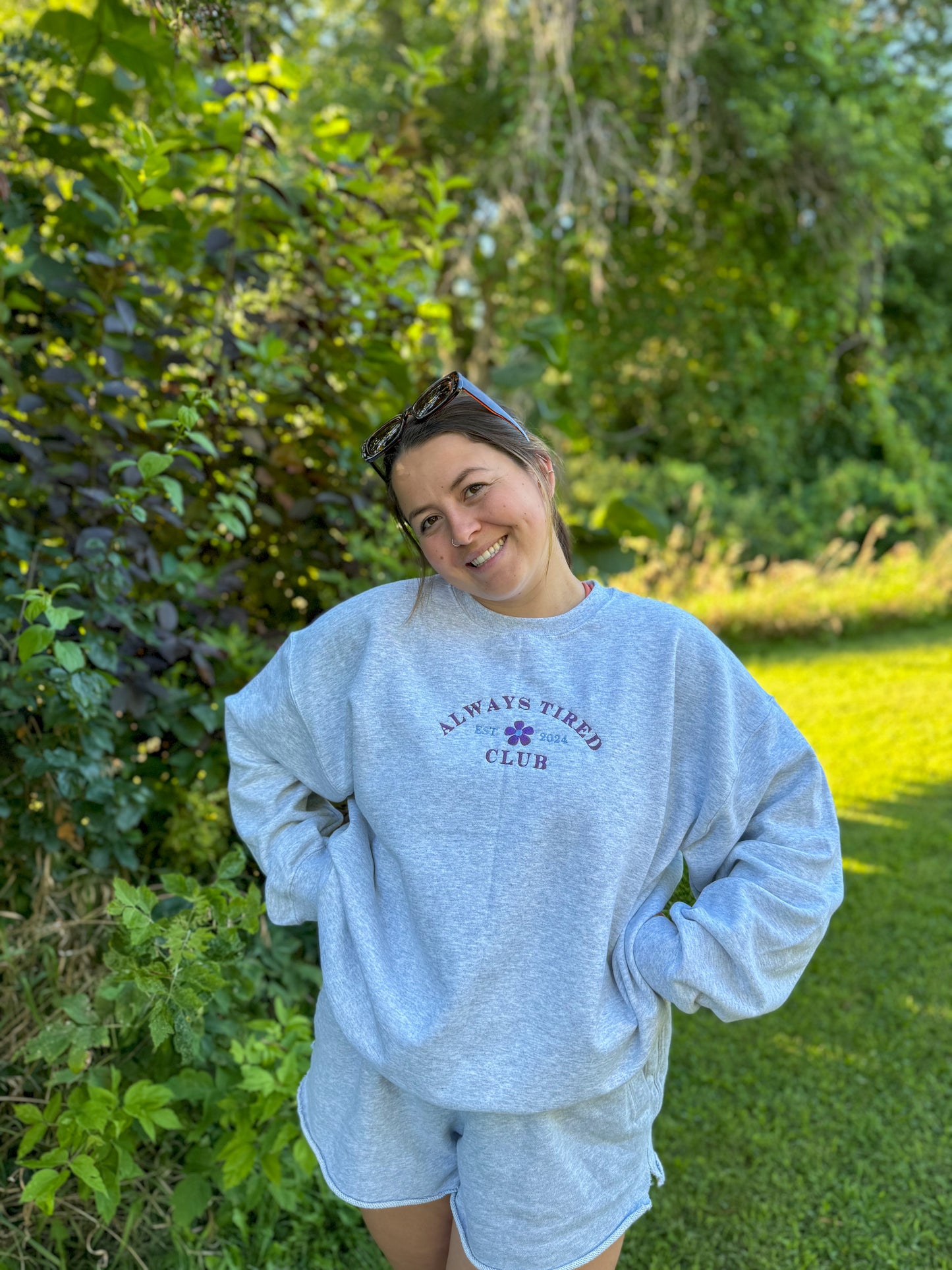 Always Tired Embroidered Crewneck