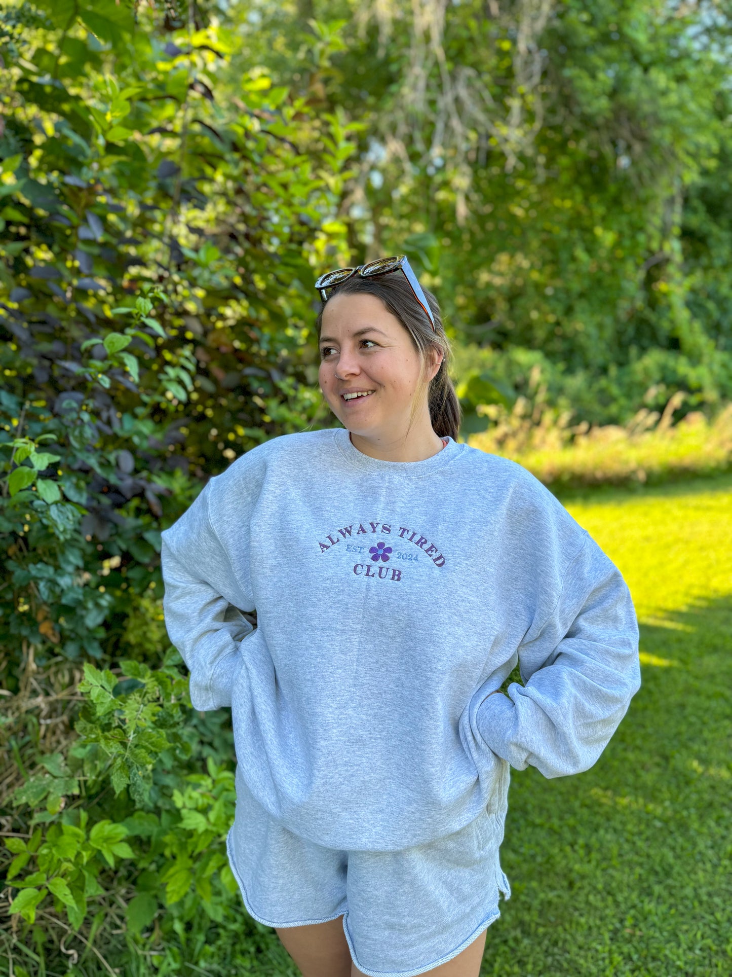 Always Tired Embroidered Crewneck