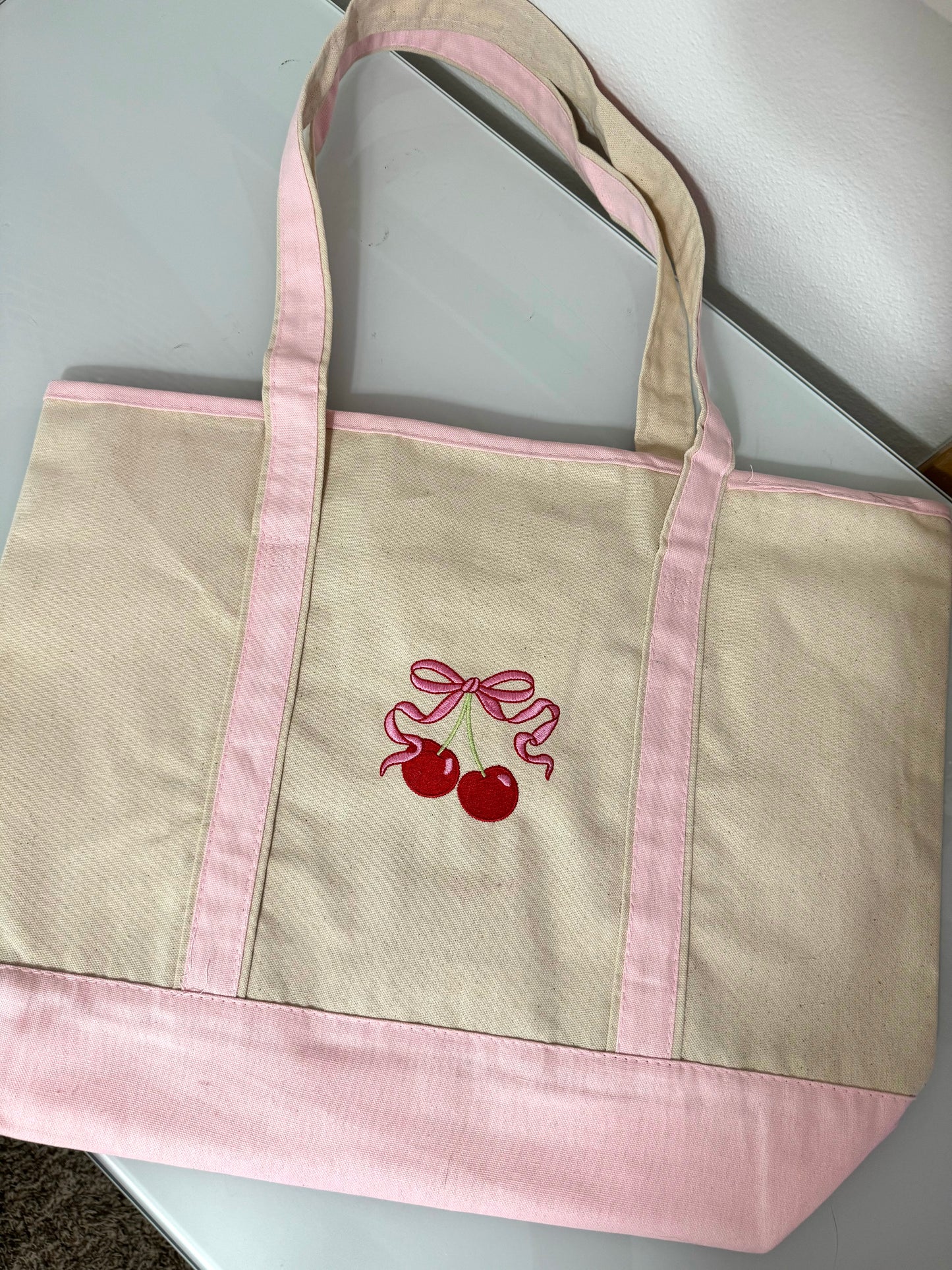 Bow Cherry Pink Tote Bag