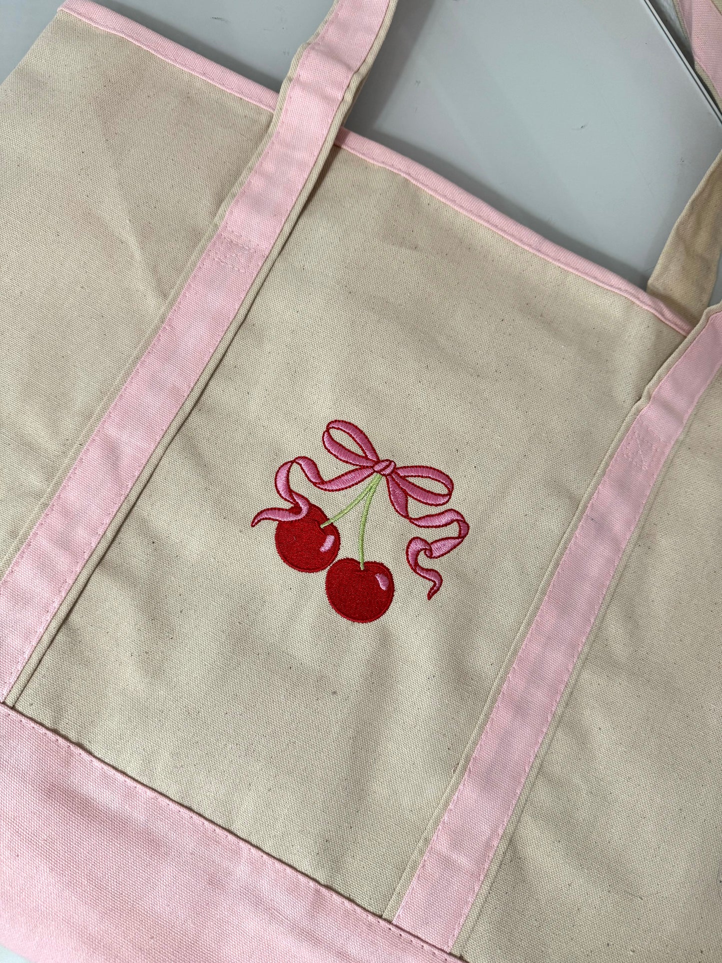 Bow Cherry Pink Tote Bag