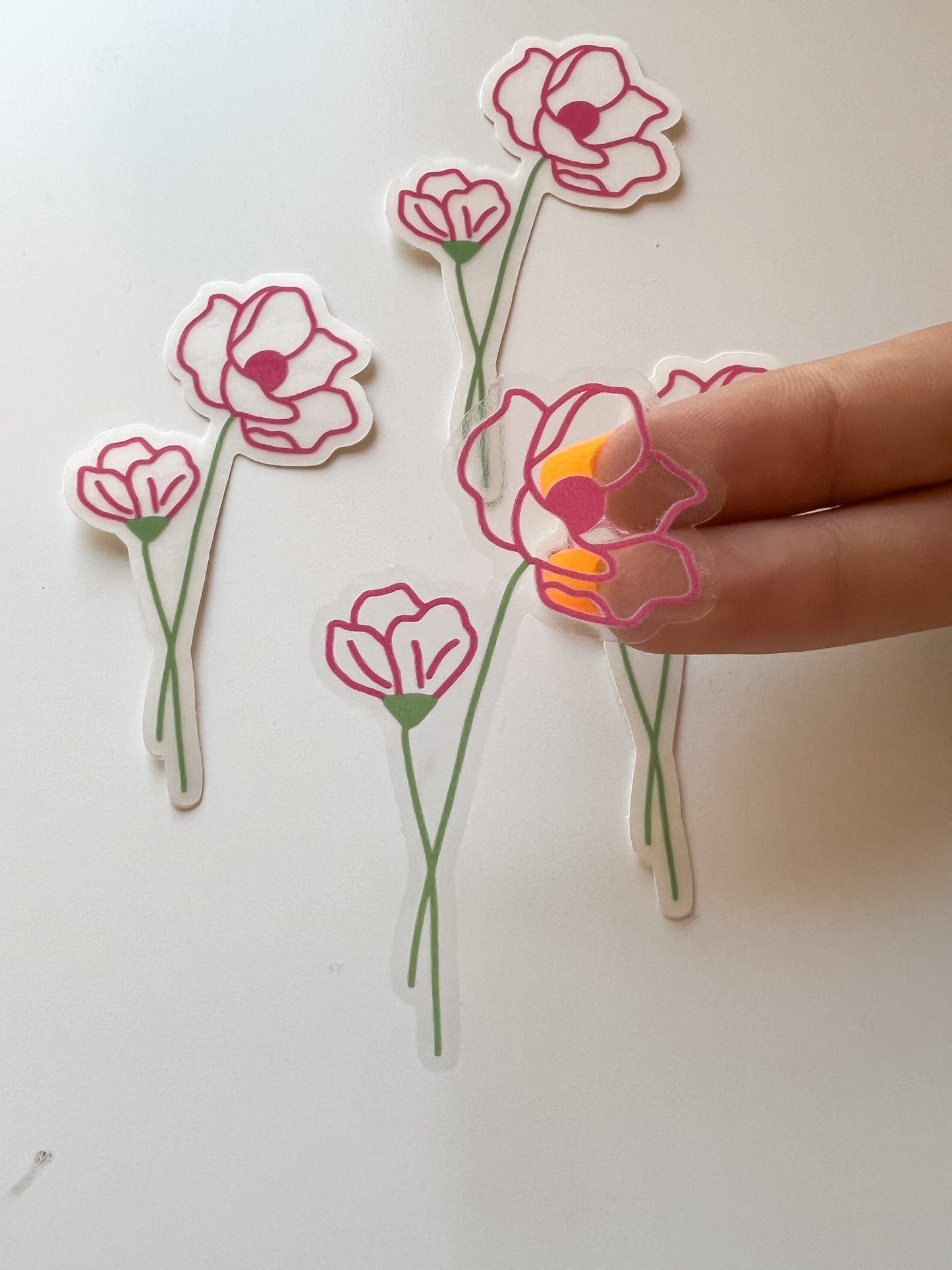 CLEAR Poppy Flower Sticker