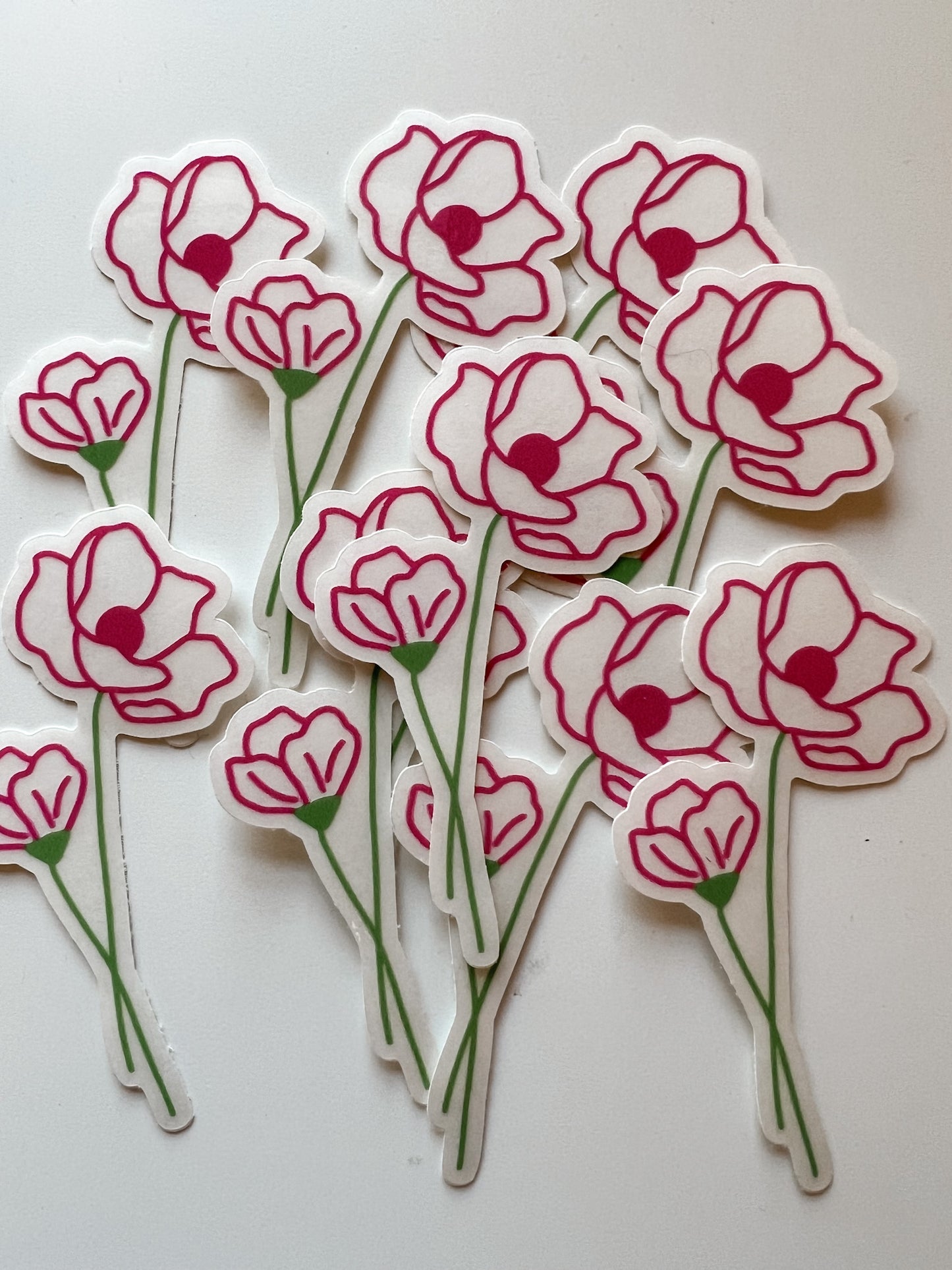 CLEAR Poppy Flower Sticker