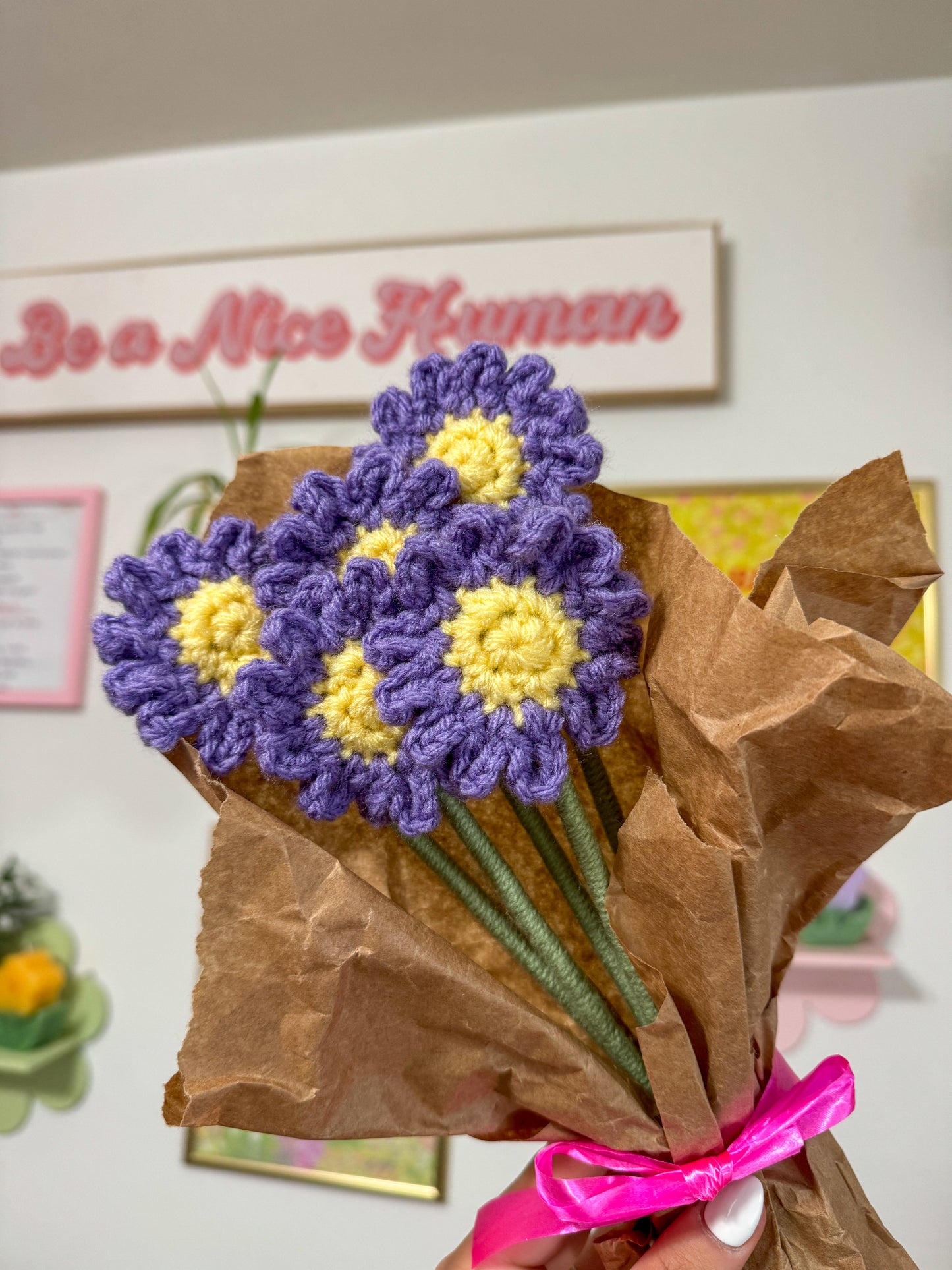 Crochet Purple Daisy Flower