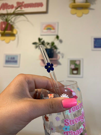 Colorful Flower Glass Straws