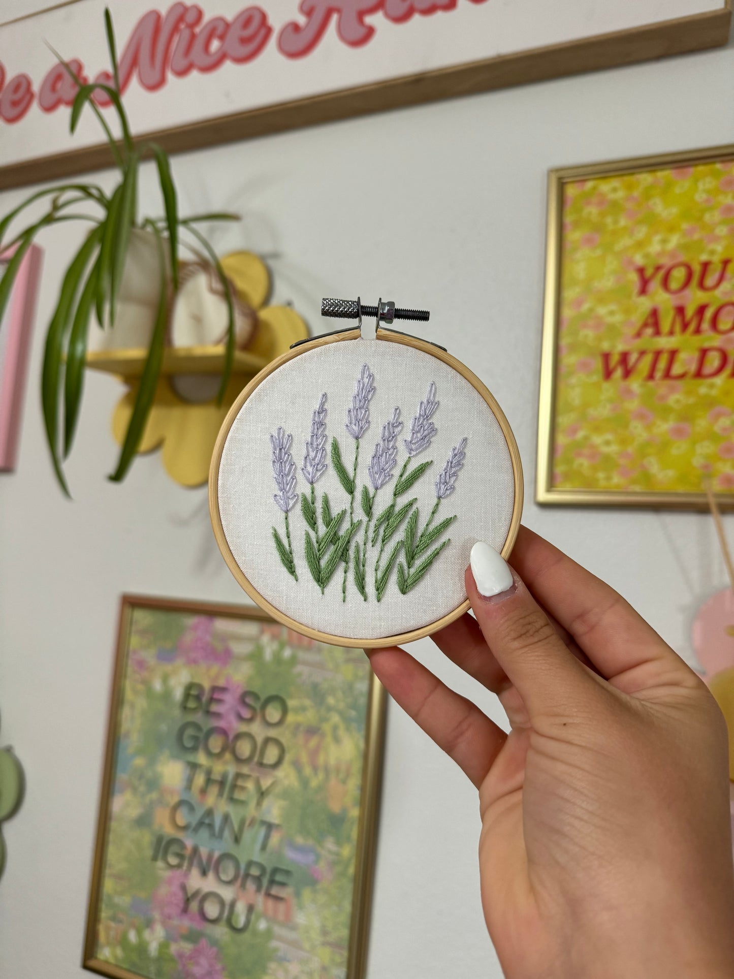 Mini Lavender Embroidered Hoops