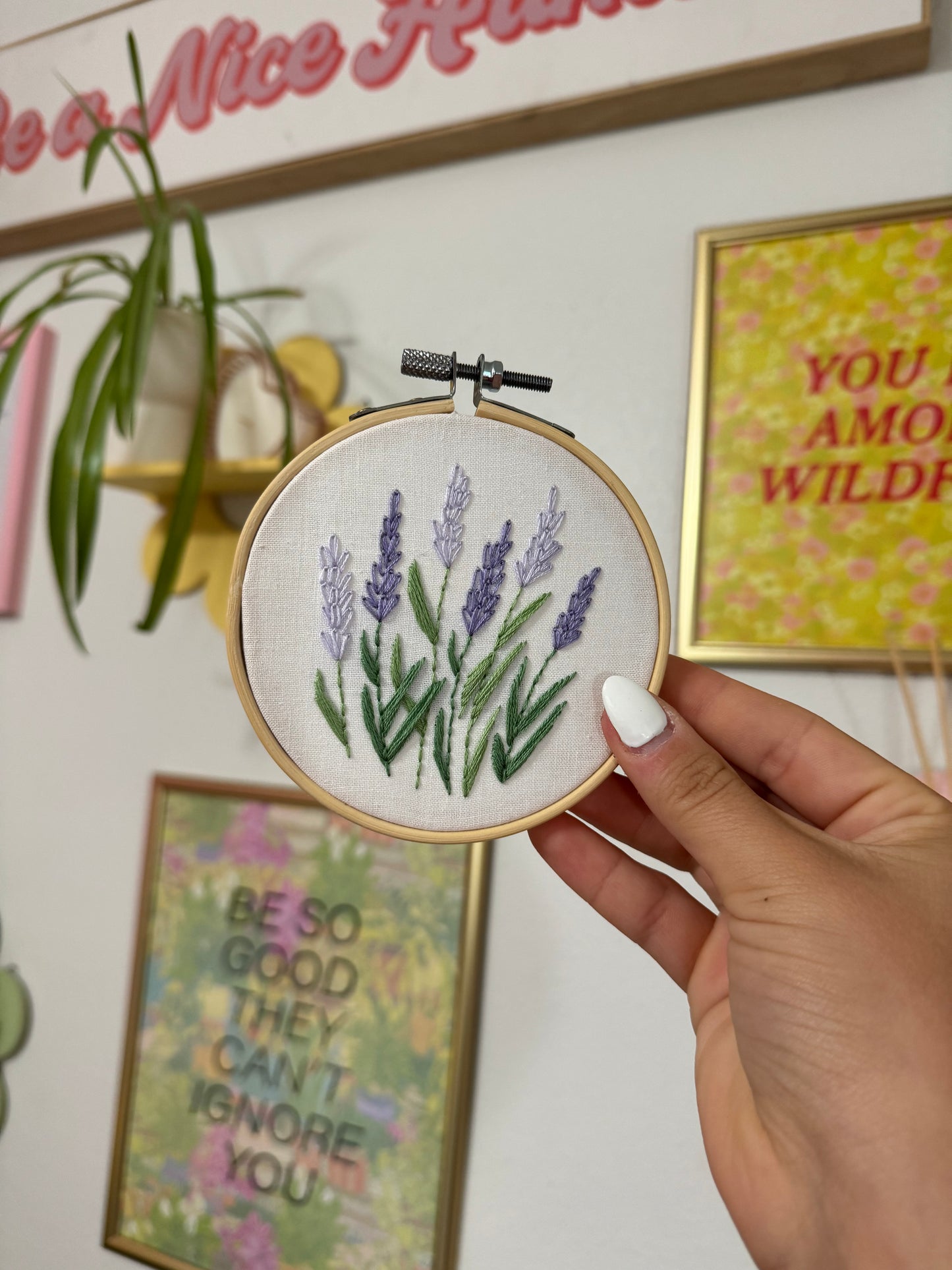 Mini Lavender Embroidered Hoops