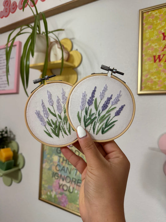 Mini Lavender Embroidered Hoops