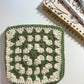 Sage & Cream Crochet Zipper Pouch