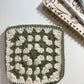 Sage & Cream Crochet Zipper Pouch