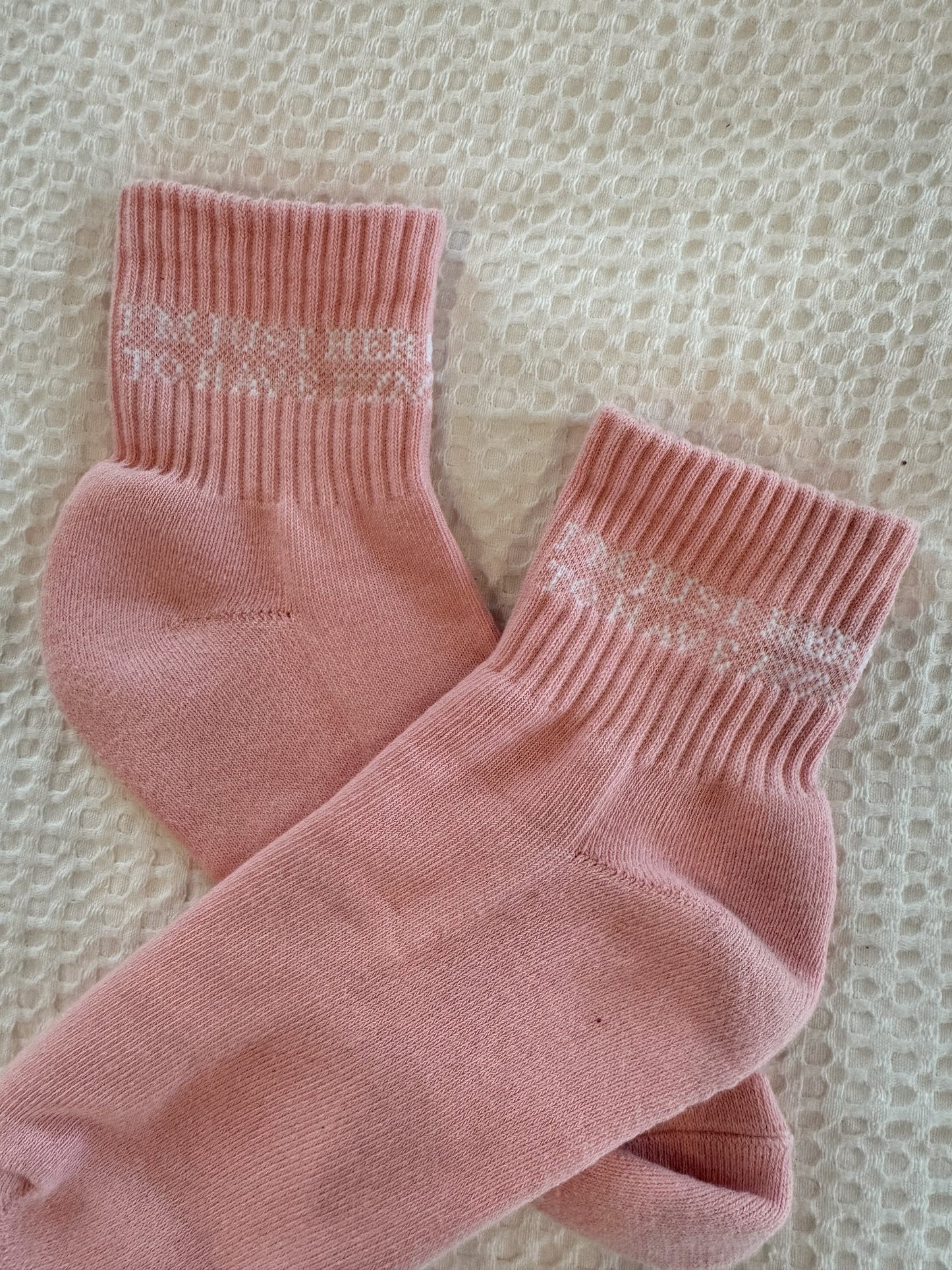 Here To Have Fun Pink Ankle Socks