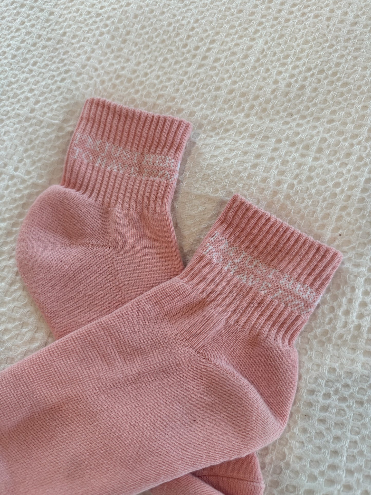 Here To Have Fun Pink Ankle Socks