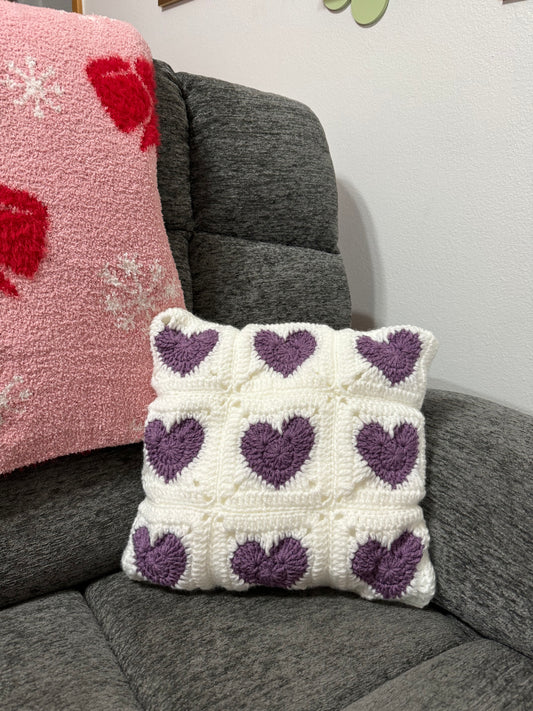 Crochet Purple Heart Pillow