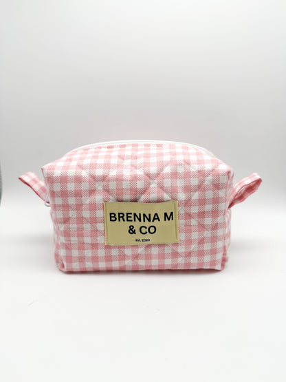 Pink Gingham Quilted Pouch