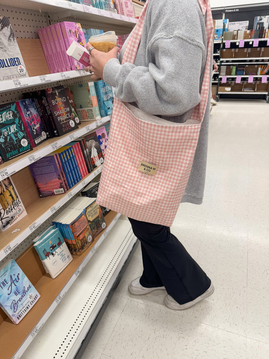 Pink Gingham Tote Bag