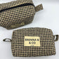 Tan Gingham Quilted Pouch