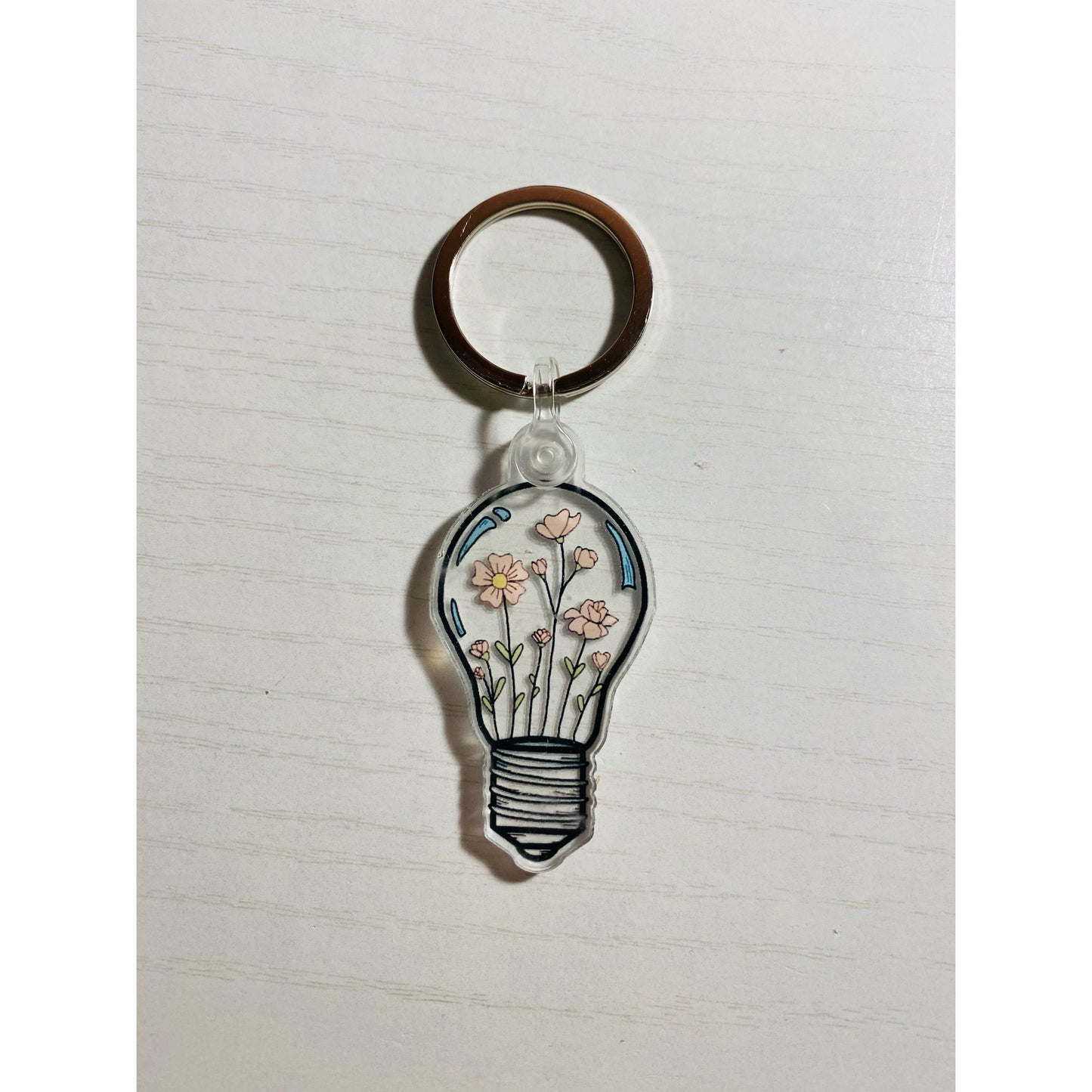 Poppy Flower Light Bulb Keychain