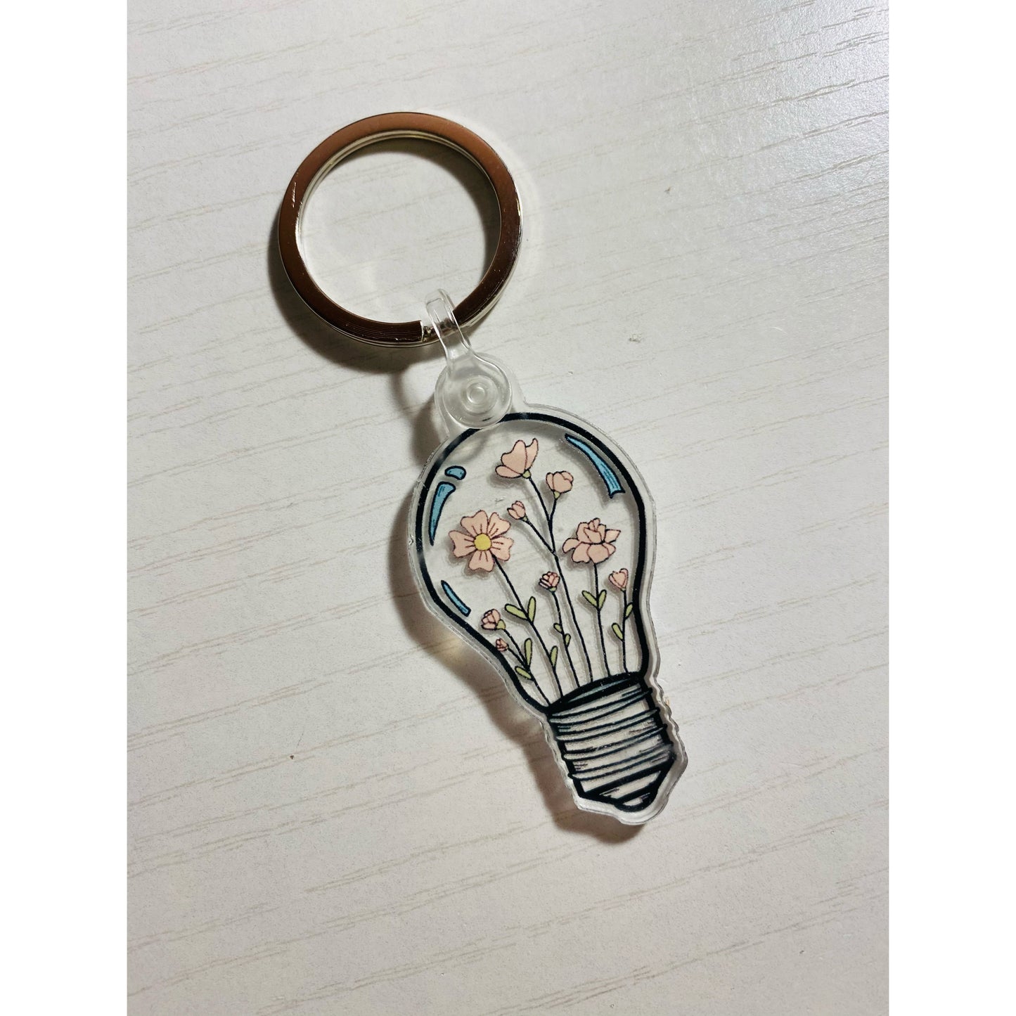Poppy Flower Light Bulb Keychain