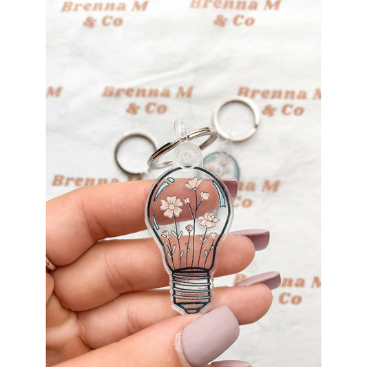 Poppy Flower Light Bulb Keychain